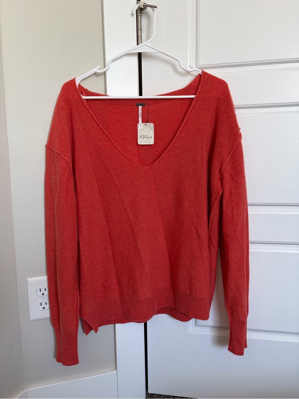 Free People V-Neck Sweater in Orange
